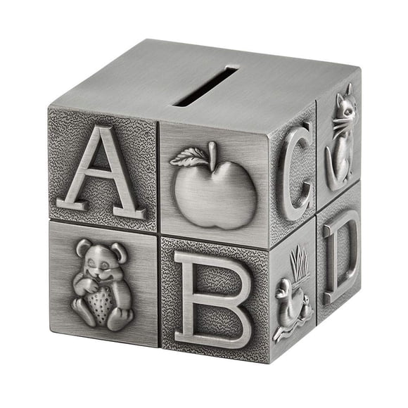 Pewter ABC Block Bank Creative Gifts International Silver