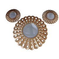 Mc Group - Set De Espejos Decorativos Forma Floral Color Dorado 3 Piezas