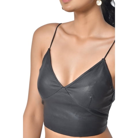 Top Halter Cuero Sharo Negro