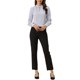 thumbnail image 2 of INSPIRE CHIC Blusa de Mujer con Cuello Alto, Pliegues, Botón de Ojal y Botón M Púrpura-Gris, 2 of 6