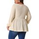 thumbnail image 3 of Agnes Orinda Blusas de Talla Grande para Mujeres Cuello Redondo Manga Larga Top de Punto Peplum 2X Beige, 3 of 6