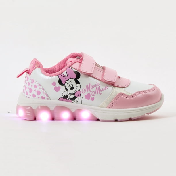 Zapatilla Luces Niña Corazones Minnie Rosado Disney