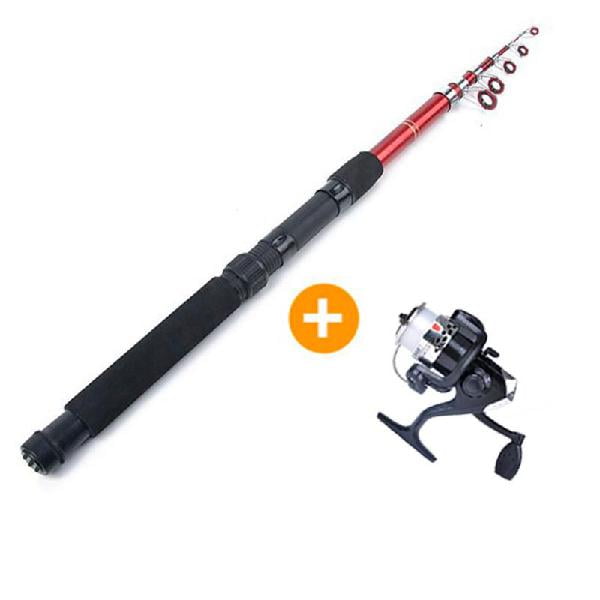 Genérico - Caña Para Pescar 2.10m. + Carrete + 1 Hilos Nylon 0.25 100m.