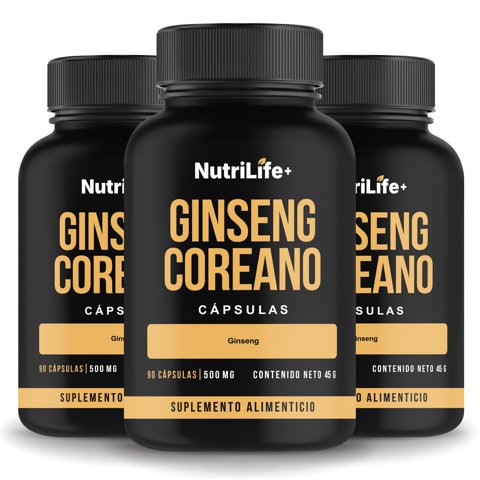 Pack 3 Ginseng Coreano 270 Cápsulas 500Mg Nutrilife+ Bienestar Sin Sabor