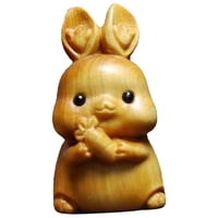 Magideal - Mini Estatua De Conejo Tallada En Madera Coleccionables Manualidades De Bricolaje Ornamento Estatuilla De Animal Para Escritorio De Oficina Estantería