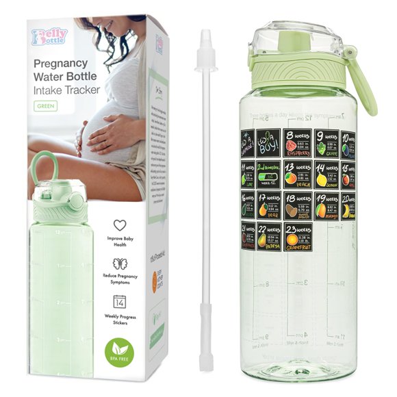BellyBottle Botella de Agua para Embarazo 950 ml Libre de BPA Verde
