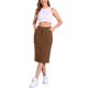 thumbnail image 2 of INSPIRE CHIC Falda de Mujer Cintura Alta Elástica Espalda Pana Faldas Midi XS Marrón, 2 of 6