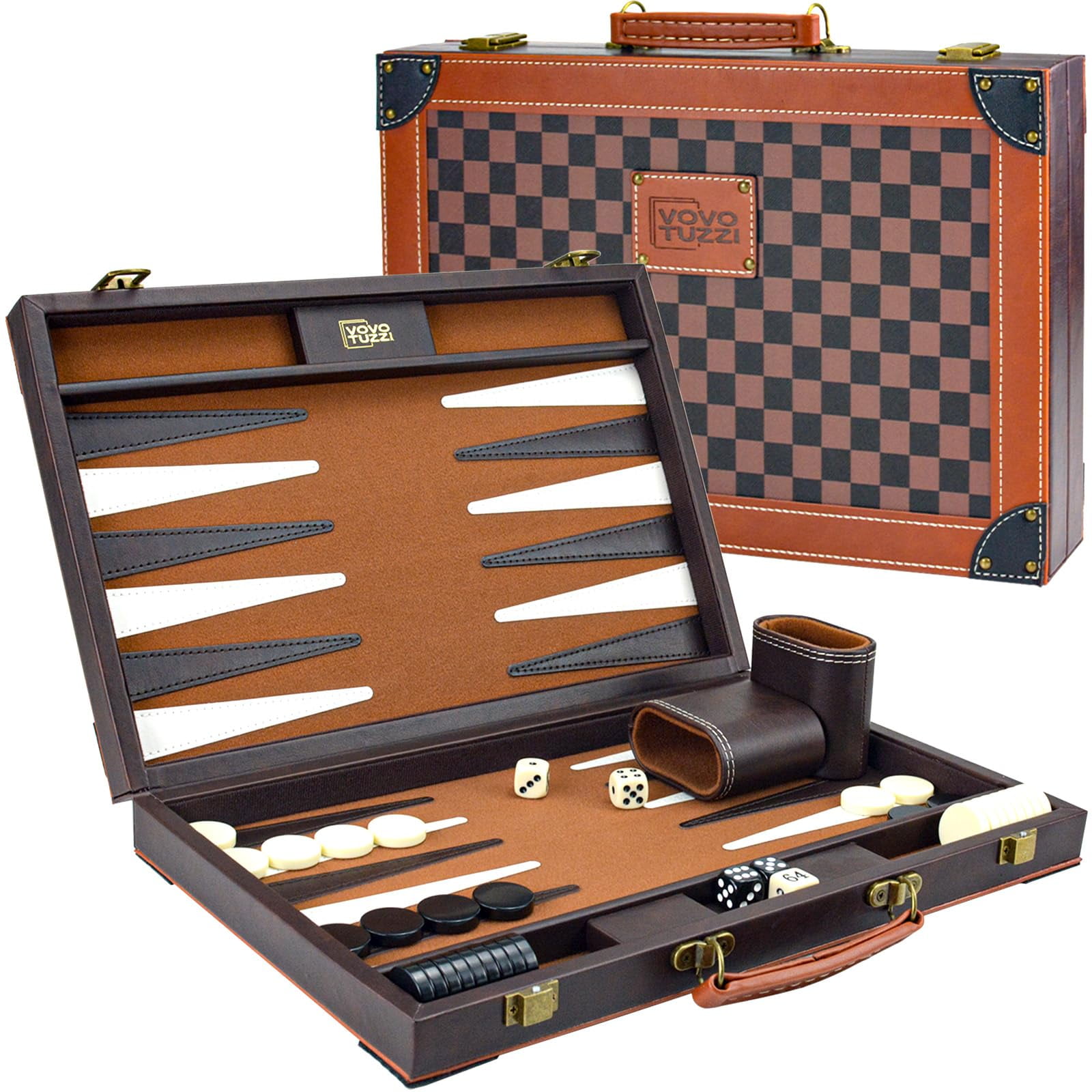 Set De Backgammon Vovotuzzi Para Adultos Con Tablero De Cuero De 15 Pulgadas