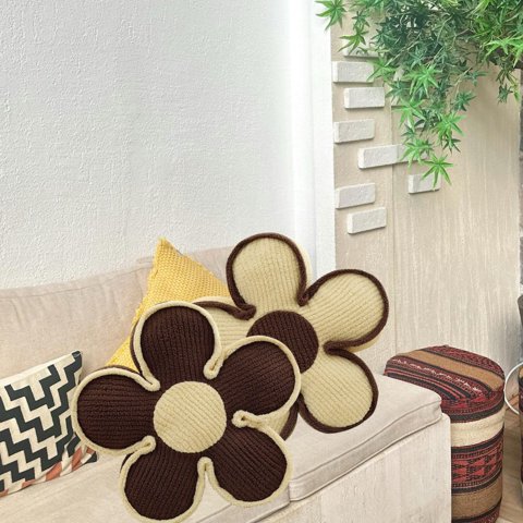 Genérico - Set De 4 Cojines Diseño Flor Color Beige/Café