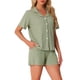 thumbnail image 4 of INSPIRE CHIC Conjunto de Pijama para Mujer 100% Algodón Manga Corta con Botones Ropa de Dormir con Bolsillos y Pantalones Cortos con Cintura Elástica S Verde, 4 of 6