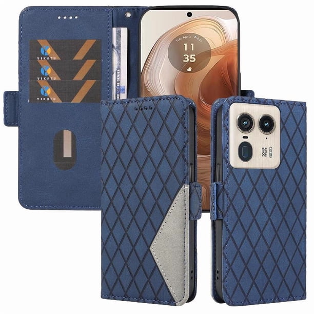 Funda Cartera para Motorola Edge 50 Ultra 5G con Tarjetero Soporte y Correa Azul