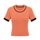 thumbnail image 3 of Polera Rib Mujer Tejida Manga Corta Cuello Redondo Bicolor naranja Talla Única, 3 of 3