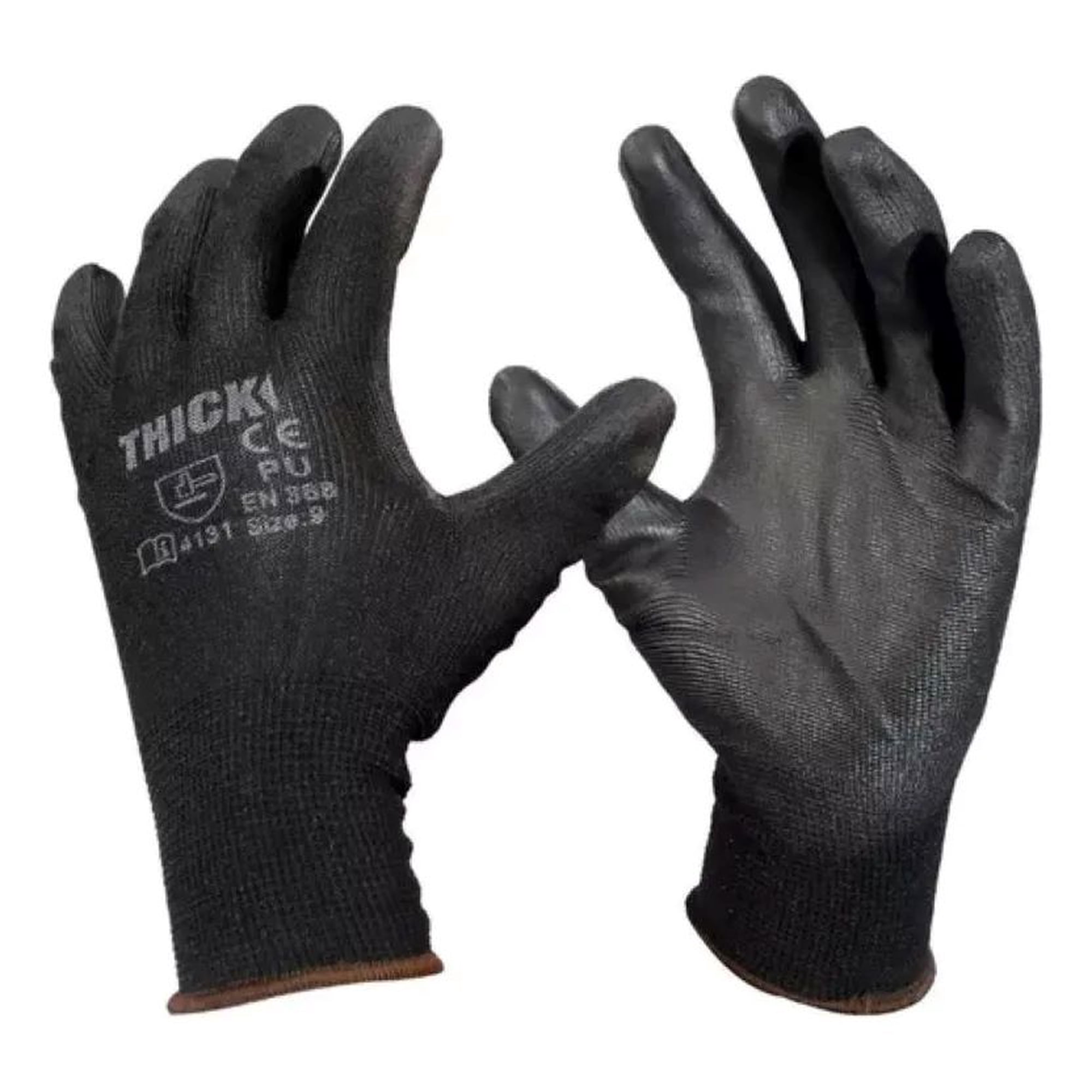 Metalfer - Guante Multiproposito Palma Pu Thick 12 Pares (talla 9 O 10) Negro