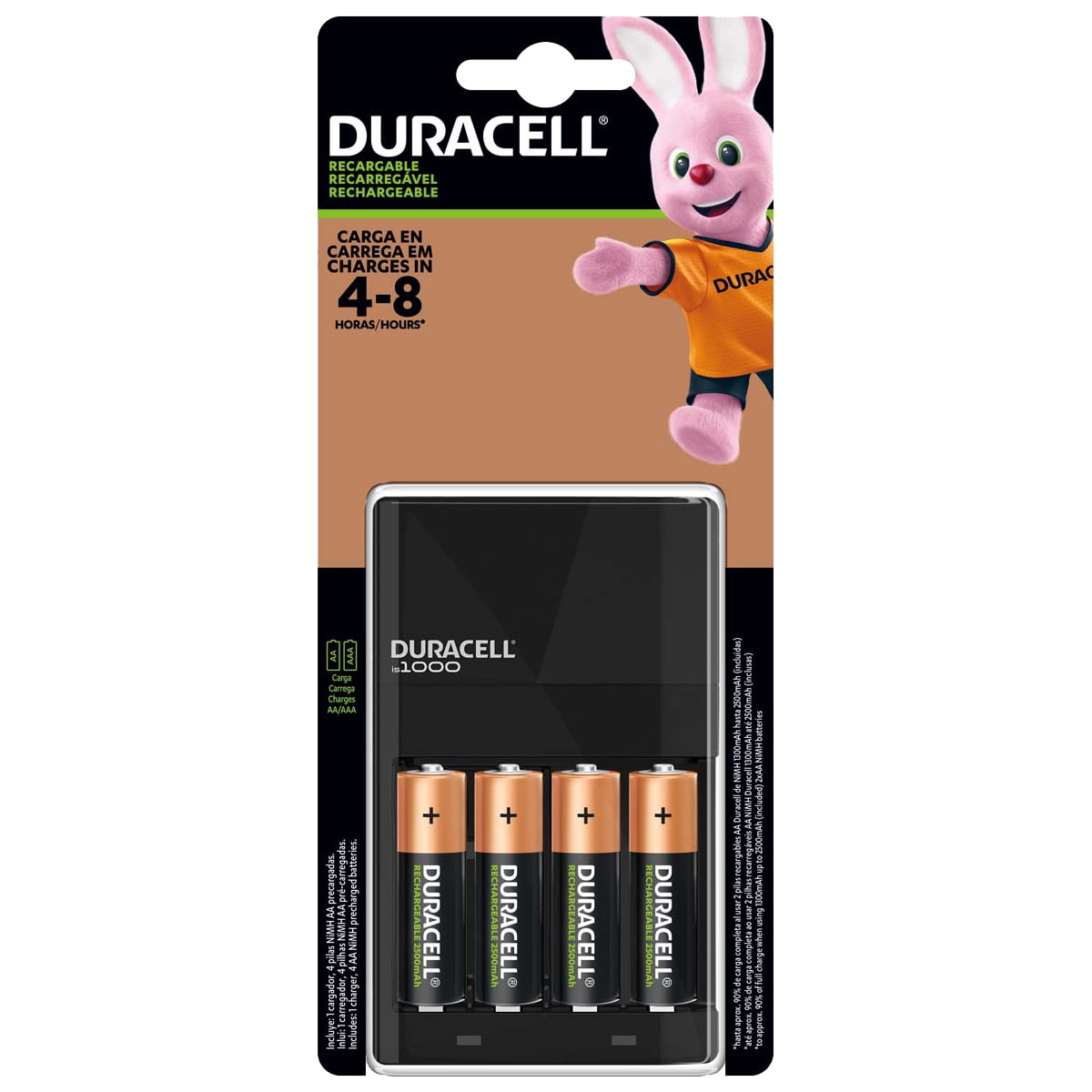 Pack Cargador De Pilas Aa/ Aaa + 4 Pilas Aa Recargables