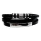 thumbnail image 1 of Pulsera Triple, Ecocuero Negro Y Acero Inoxidable, Hombre Negro 7.5 Cm 21 Cm, 1 of 9