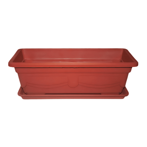 Macetero Jardinera Rectangular Mediana 35cm Con Plato Maceta Marrón Mediano M