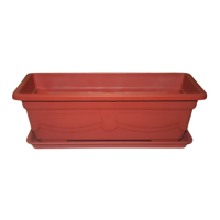 Estilodomus - Macetero Jardinera Rectangular Grande 40Cm Con Plato Maceta Marrón Grande L