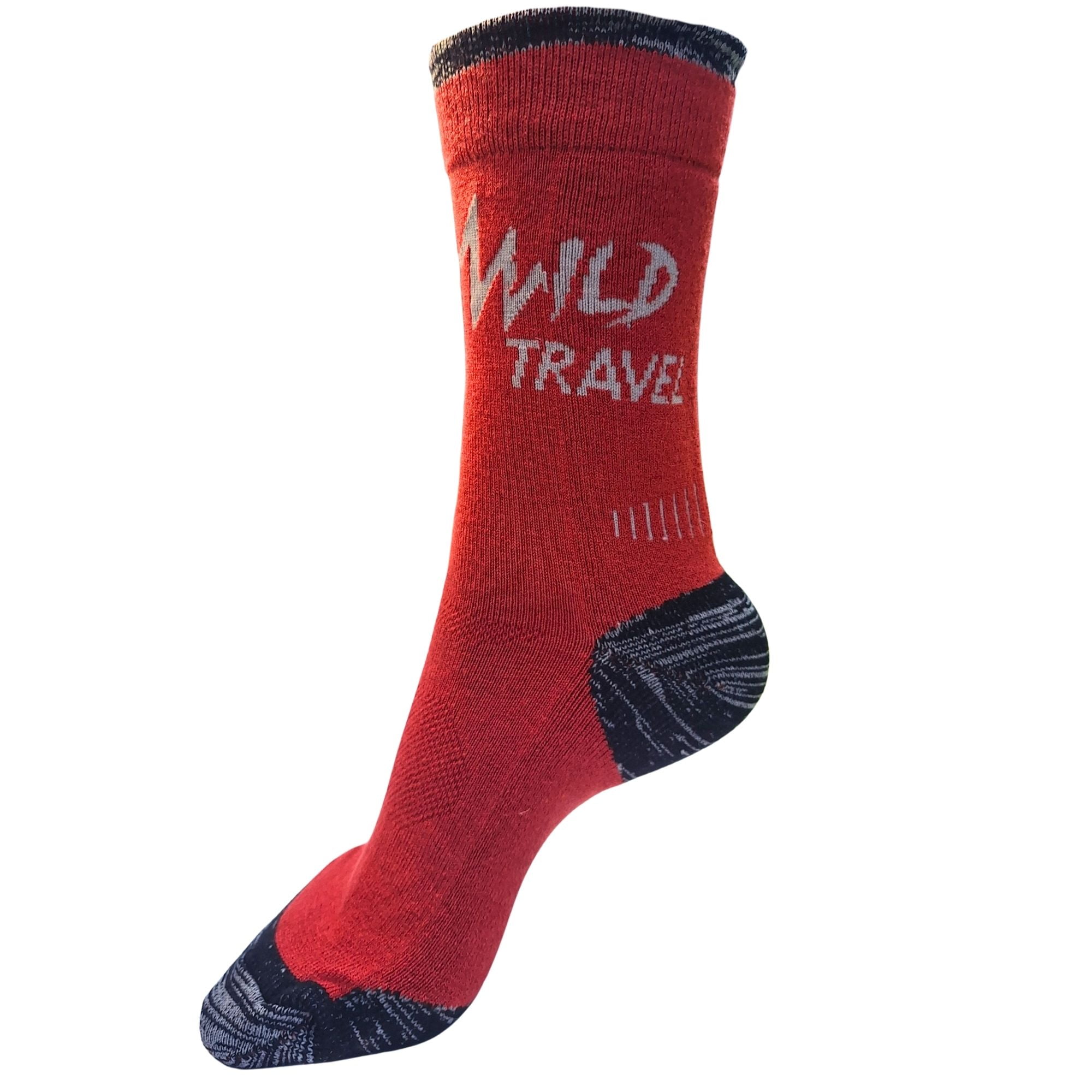 Wild Travel - Calcetas Trekking Lana Merino Térmicas Deportiva Rojo
