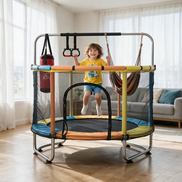 Mini Trampolín Cama Elástica 1.4M con 5 Juguetes Para Niños