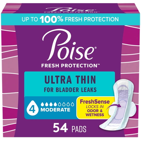 Almohadillas Poise Ultra Thin para incontinencia y posparto, 54 unidades