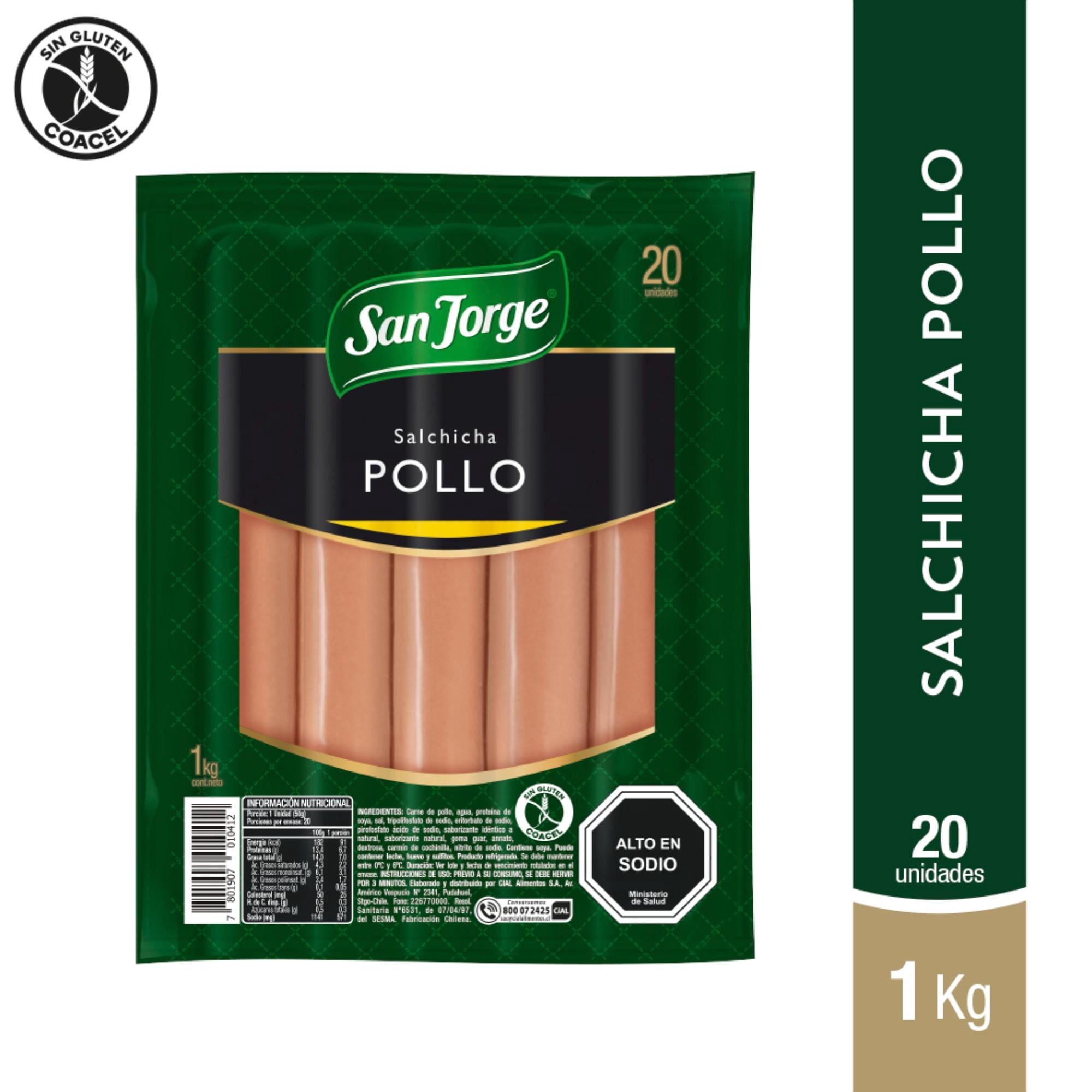 Salchichas Pollo 5 Un 1 kg San Jorge