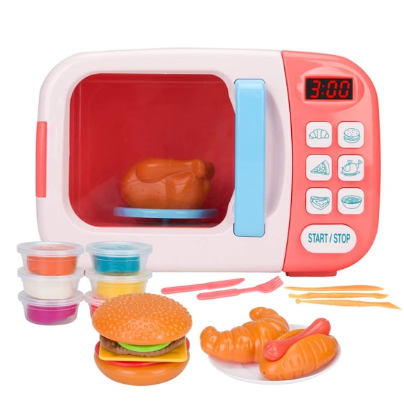 Microondas de juguete BoterLun, horno electrónico con comida de juguete