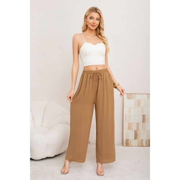 Pantalon Palazzo Algodon Mujer Tipo Lino Bota Ancha 3002