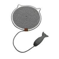 Ioensy - Alfombrilla Rascadora Para Gatos Con Juguete De Bola De Pescado Horizontal Para Sofá De Suelo Gatos De Interior L Negro