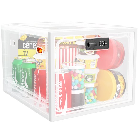 Caja de almacenamiento iBune 30x24x19 cm transparente con candado blanco