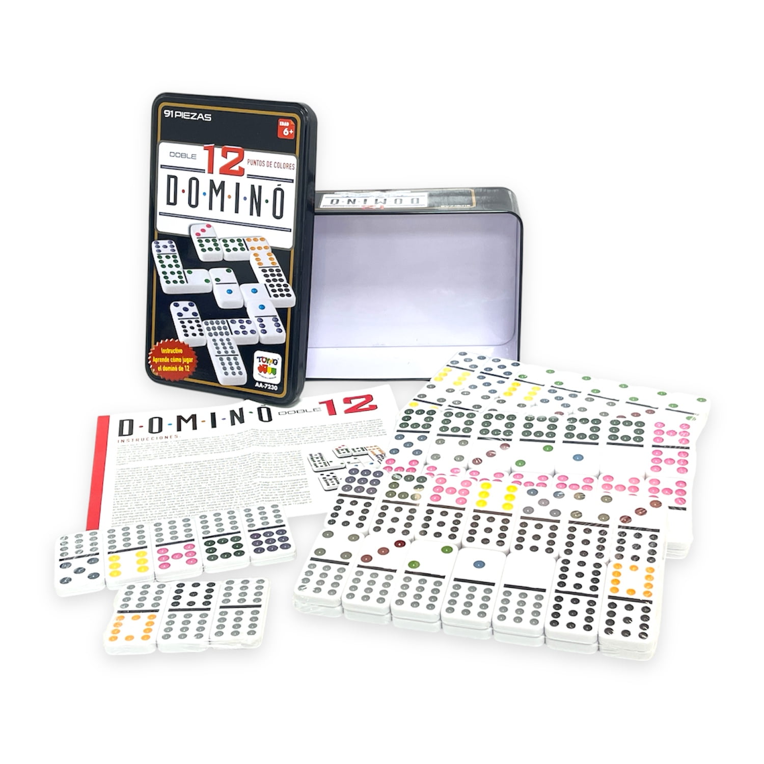 Juego De Mesa Dominó 12 Caja Metálica - Toyng