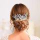 thumbnail image 2 of Peineta de novia con cristales y flores para el cabello, accesorio para el cabello con peinetas laterales de perla para mujer (plata), 2 of 7