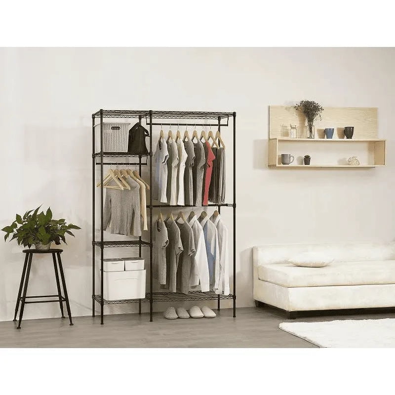 Topmarket - Organizador Negro Ajustable De 4 Niveles + 3 Barras Para Colgar