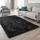 thumbnail image 5 of Alfombra de Área Ophanie 140x183 cm Negra de Pelo Largo y Suave, 5 of 6