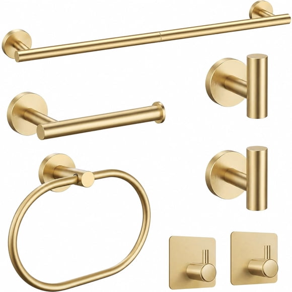 Juego de accesorios de baño Laimew de 7 piezas, dorado, SUS304