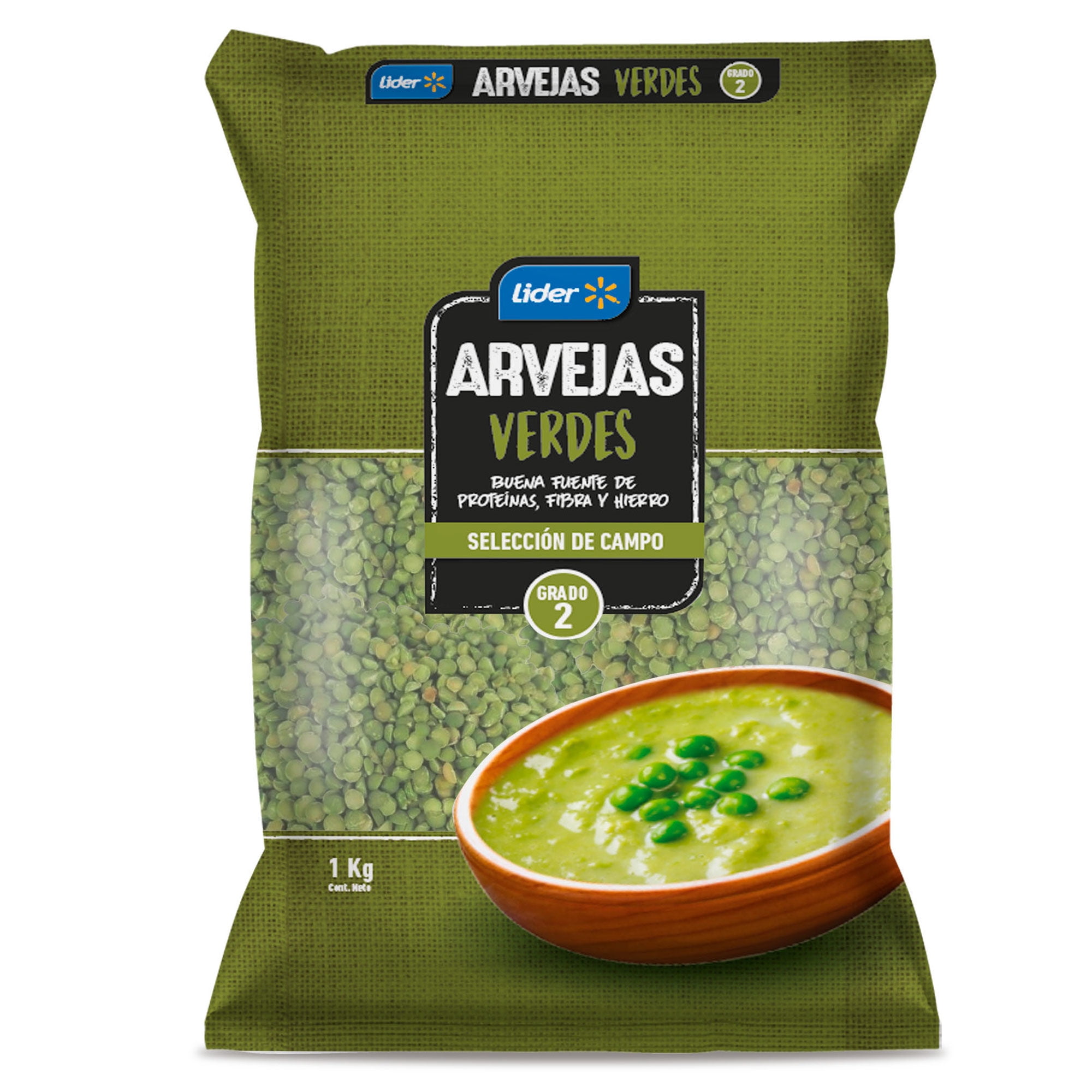 Arvejas Verdes Partidas Bolsa 1 Kg Lider