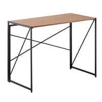 Joytek - Mesa Escritorio Plegable De Metal Y Madera Roble Oscuro 100X50X75 Cm
