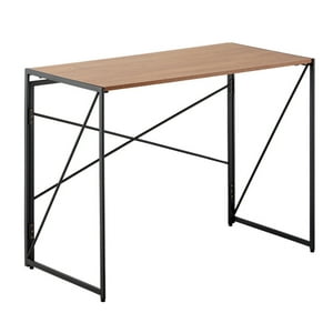 Joytek - Mesa Escritorio Plegable De Metal Y Madera Roble Oscuro 100X50X75 Cm