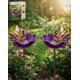 thumbnail image 1 of Estaca jardín flor metal hecha mano con baño abejas decoración exterior regalo polinizadores, 1 of 8