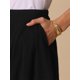 thumbnail image 5 of Falda Midi de Algodón INSPIRE CHIC para Mujer, Casual de Verano, con Botones Decorativos, Cintura Elástica, Falda Línea A con Bolsillo S Negro, 5 of 6