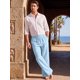 thumbnail image 2 of Pantalones de Lino Ligeros de Playa con Cordón para Hombre INSPIRE CHIC M Azul, 2 of 5