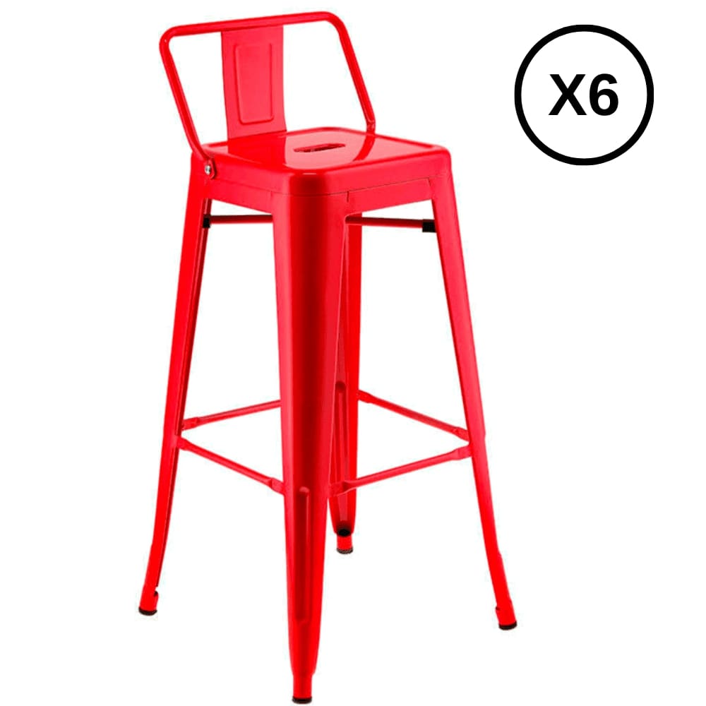 Moadchile - Pack 6 Taburete Tolix 77Cm Rojas