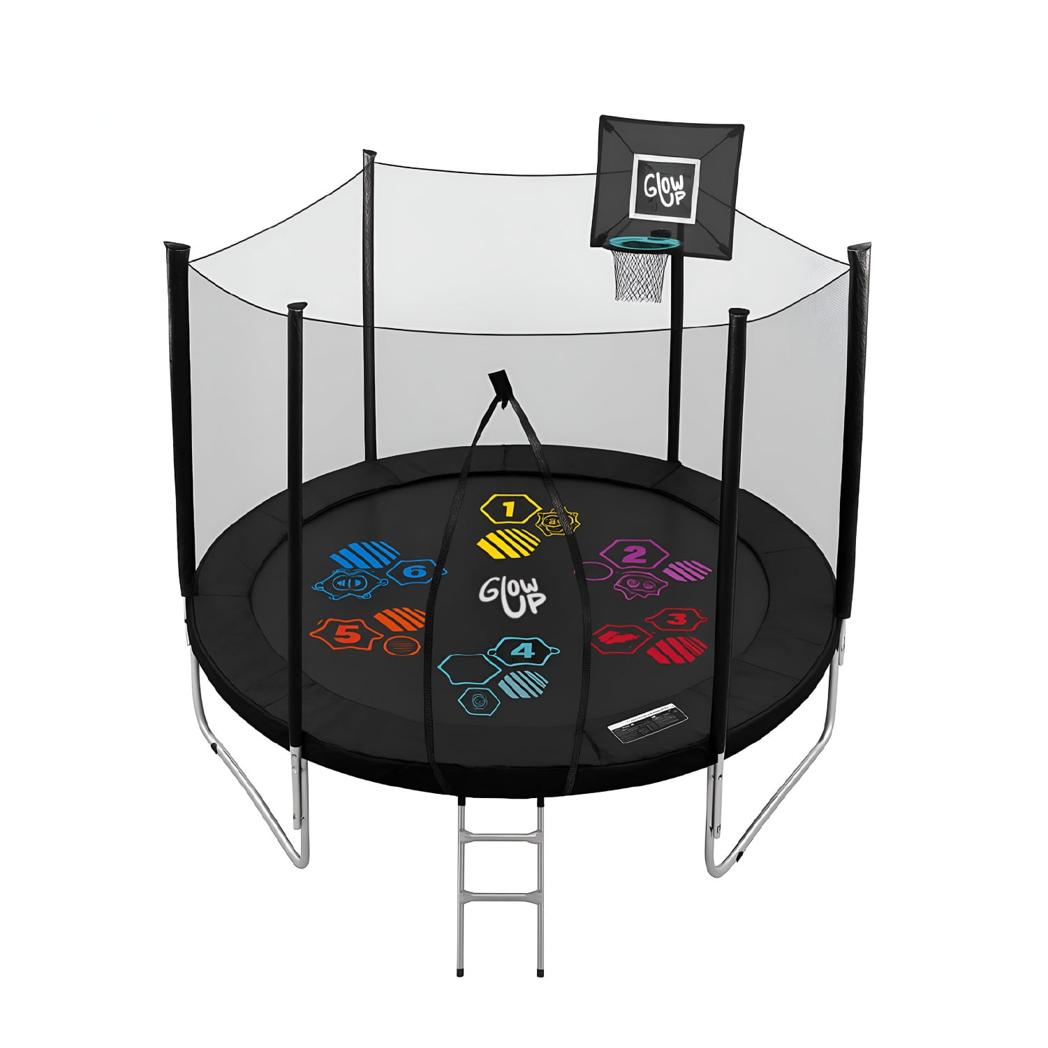 Cama Elástica 8ft 2,44 Mts Glowup + Malla Seguridad Escalera Y Juegos