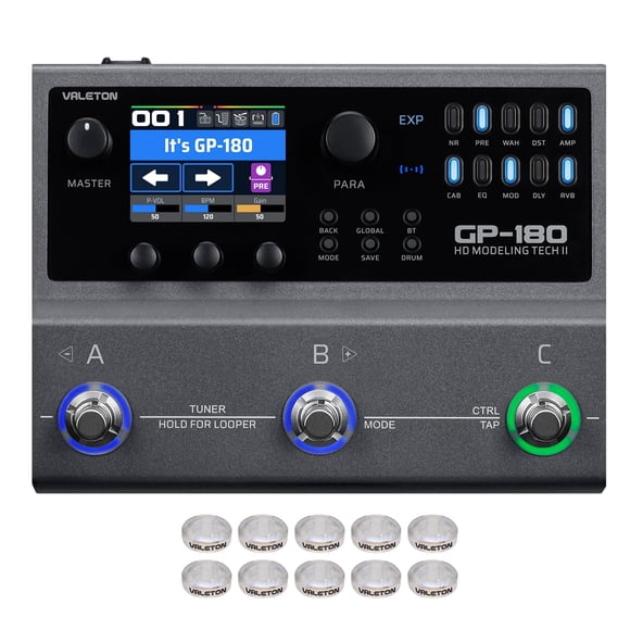 Procesador de guitarra Valeton GP-180 multiefectos con audio USB