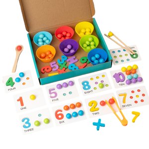 Magideal - Juguete De Clasificación De Colores De Madera, Juego Educativo De Cuentas Con Clip Para Regalos, Estilo A Para Niños