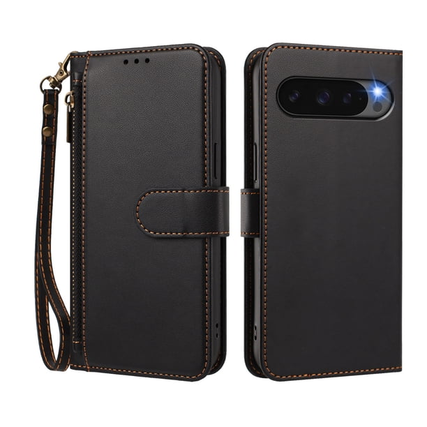 Funda Tipo Billetera para Google Pixel 10 Pro XL 5G con Soporte y Bolsillo con Cierre Negro