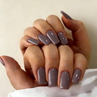 Press On Nails Joyvvew Taupe Brown Medium Square Para Mujer