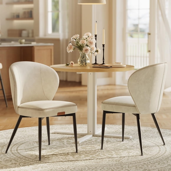 Juego de 2 Sillas de Comedor VASAGLE EKHO en Cuero Sintético Blanco Crema