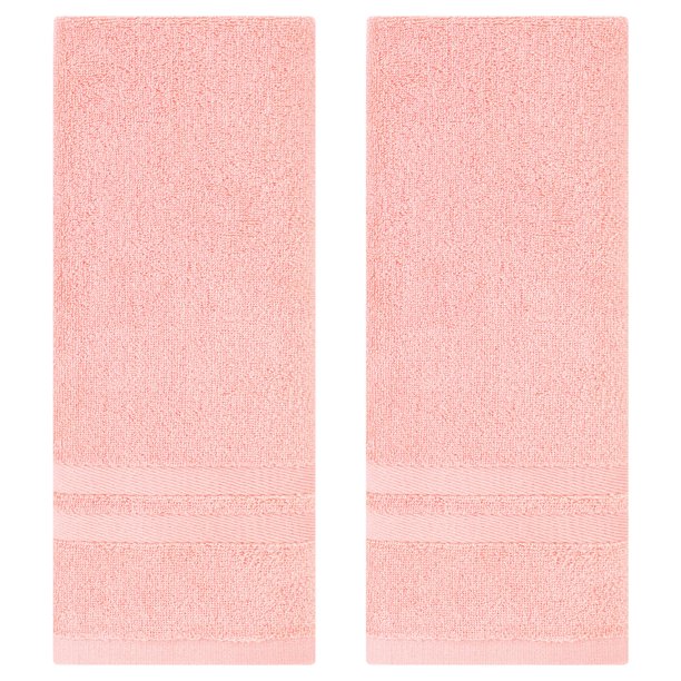REGALWOVEN Toallas de Mano a Rayas, Toalla de Baño de Algodón Suave y Absorbente para Secado de Manos y Lavado de Cara Regalos Rosa 2 Piezas