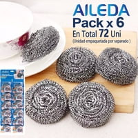 Aileda Esponja Acero 15 Grs X 12 Unidades Virutilla Esponja De Acero Para Olla Y Cocina （En Total 72 Unidades）
