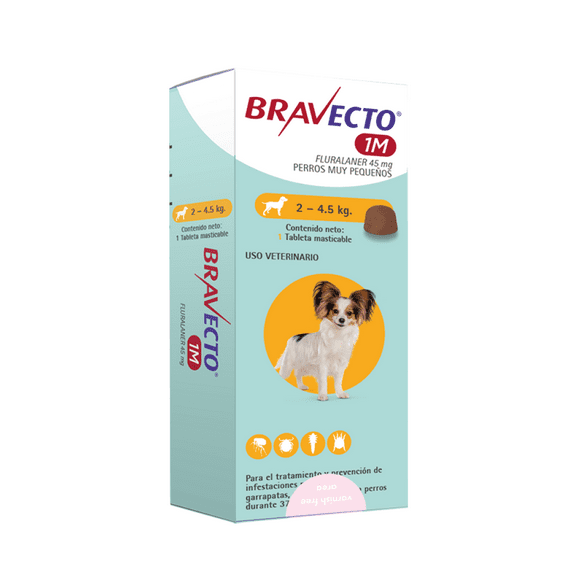 Bravecto 1M Perro 2 - 4.5 Kg x 1 Comprimido